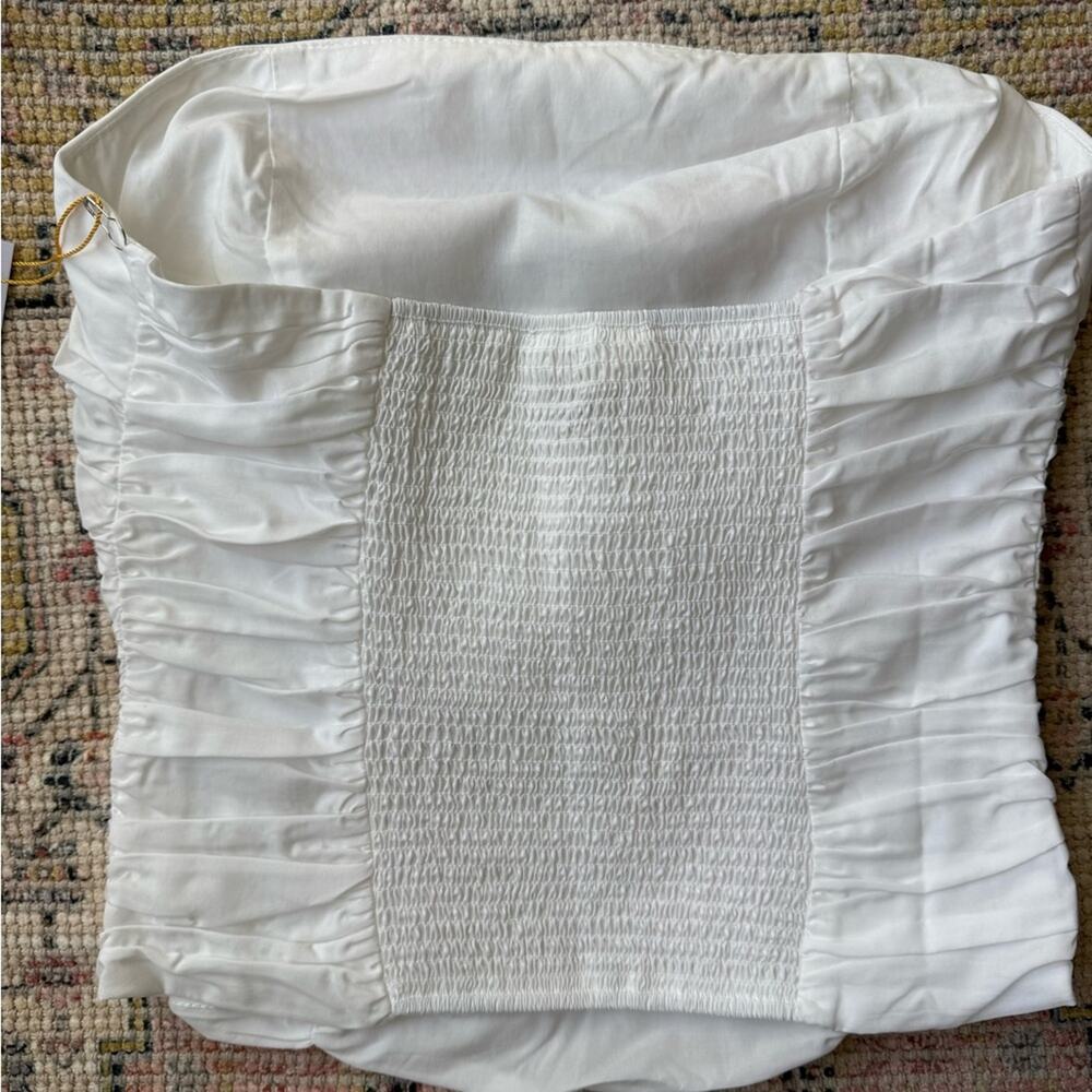 New Backyard Roses Ruched Strapless Crop Tube Top White Women’s Extra Small - Picture 3 of 4